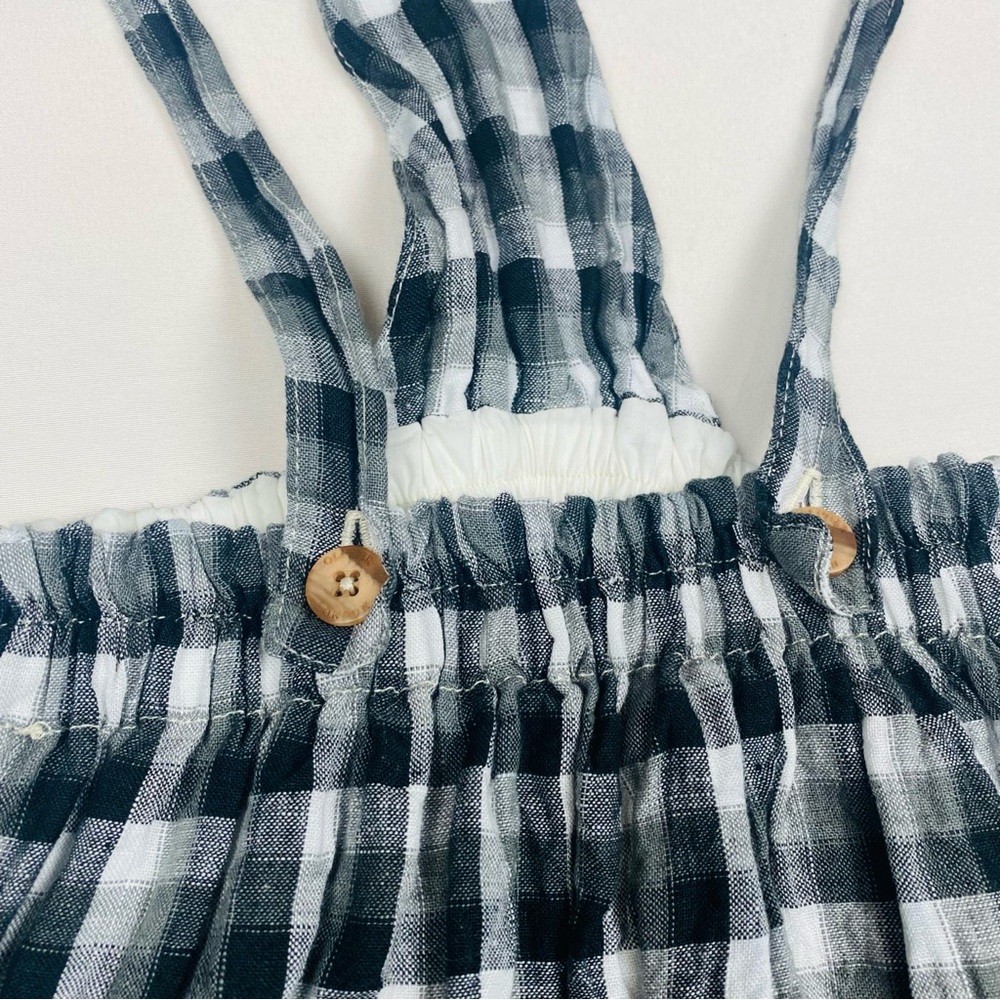 Olivier London Linen Plaid Shoulder Strap‎ Suspender Skirt Dress Size 9-10 - Picture 4 of 9